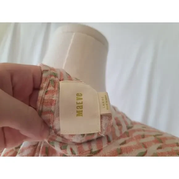 Anthropologie Maeve Womens Orange Multi Lena Yarn Dyed Oversized Tunic Top Large - Picture 11 of 11